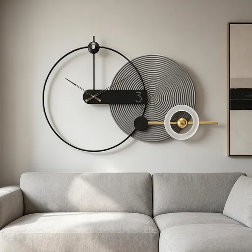 Miniatura 13 de Starburst Reloj de Pared Redondo Decorativo de 24" Silencioso Operado por Batería, Reloj de Pared Decorativo de Metal Moderno de Mediados de Siglo