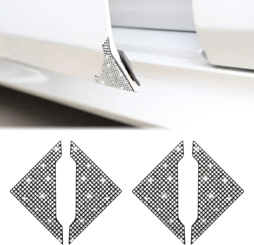 Miniatura 10 de TOMALL Protectores de borde de esquina de puerta de automóvil, 4 unidades, con diamantes de imitación brillantes, antiarañazos, calcomanía para AB
