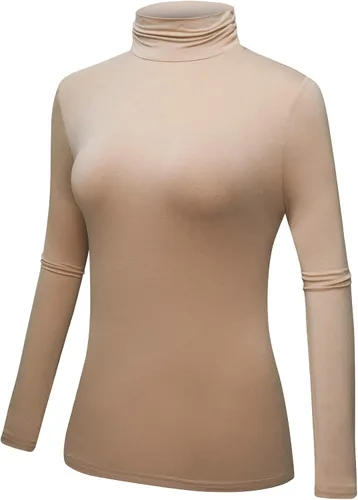 Miniatura 2 de OThread & Co. Camiseta de manga larga con cuello alto para mujer, capa elástica básica, cómoda, cuello alto