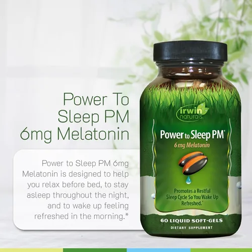 Miniatura 6 de Irwin Naturals Power to Sleep PM – 6 mg de melatonina, GABA, Ashwagandha, raíz de valeriana y L-teanina suplementos para hombres y mujeres – Apoya