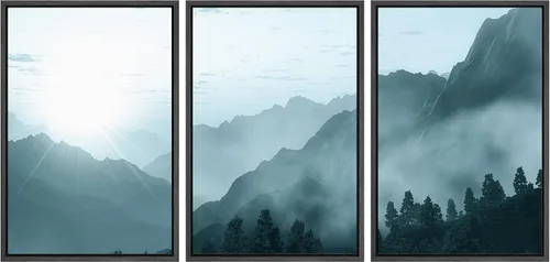 Miniatura 15 de SIGNWIN Lienzo enmarcado para pared, juego de arte tranquilo con reflejo de lago, acuarela, montaña y agua, ilustraciones modernas, arte abstracto