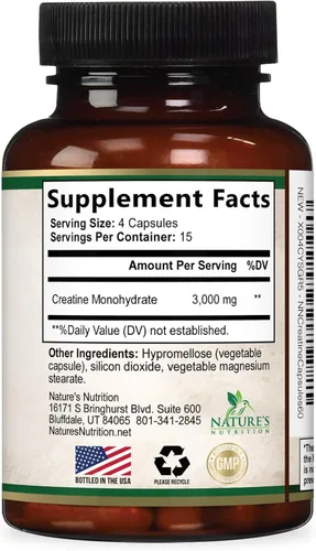Miniatura 9 de Monohidrato de creatina 3000 mg por porción - Cápsulas de creatina en polvo micronizado - Apoya el músculo magro, la fuerza, la energía
