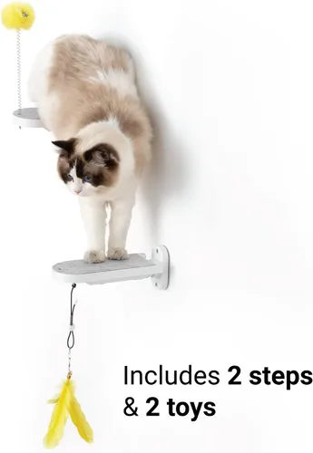Miniatura 4 de SVD.PET Paquete de 2 escalones de pared para gatos, escaleras de escalada para gatos con almohadilla de fieltro reemplazable, estantes de escalada