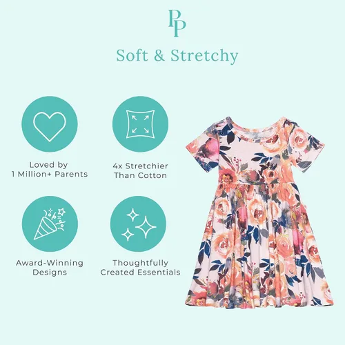 Miniatura 64 de Posh Peanut - Vestidos para niñas – Vestido suave para niña hecho con viscosa de bambú – Vestidos de otoño, primavera y verano para niñas