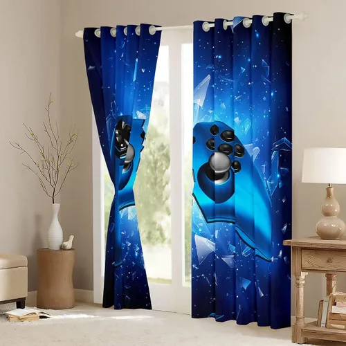Miniatura 4 de Feelyou - Cortinas térmicas aisladas para dormitorio de niños, diseño de videojuegos, cortinas para ventana con controlador de juego roto, Multi 29