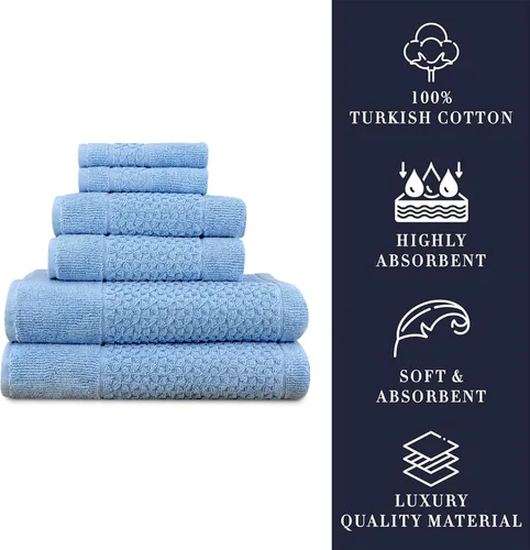 Miniatura 3 de Classic Turkish Towels Meital - Juego de 6 piezas: azul