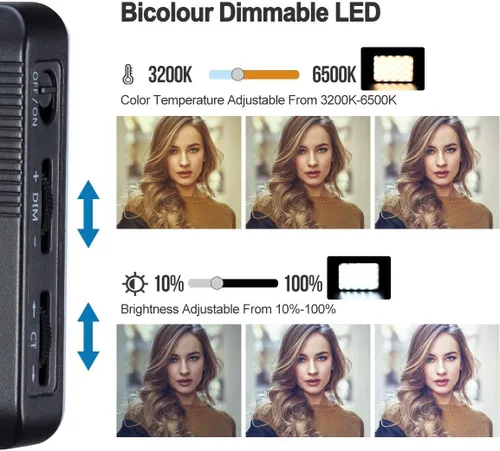 Miniatura 2 de VIJIM VL120 - Luz de video para cámara, mini luz de cámara LED bicolor, iluminación de fotografía portátil con 6 filtros de color, 3100 mAh