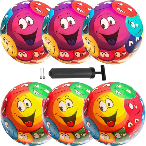 New Bounce Pelotas inflables para niños, juego de 6 bolas con inflador, bola de 8.5 pulgadas para niños, niños pequeños y mascotas