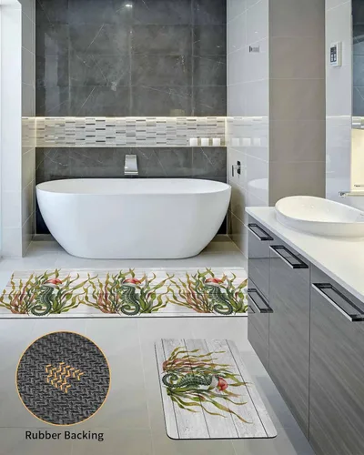 Miniatura 5 de Tapete de baño de Navidad para bañera, antideslizante, de secado rápido y absorbente, tierra de diatomeas, fregadero, dormitorio, cocina, lavable