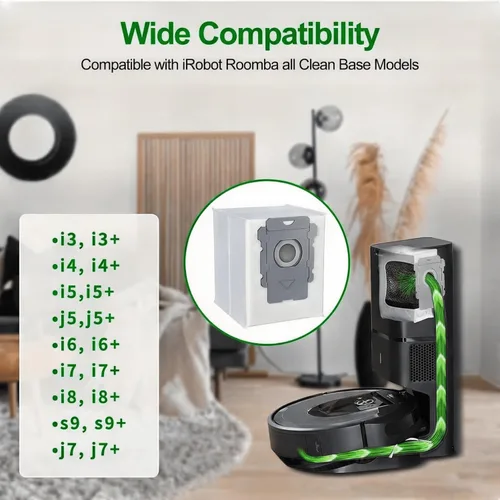 Miniatura 5 de Paquete de 12 Bolsas de Aspiradora Compatibles con iRobot Roomba i3+, i4+, i5+, i6+, i7+, i8+, j5+, j6+, j7+, j8+, j9+, s9+, Bolsas de Repuesto