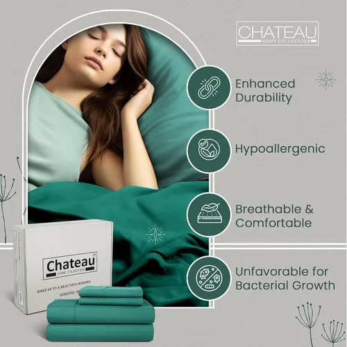 Miniatura 3 de CHATEAU HOME COLLECTION Tencel - Juego de sábanas de algodón suave, transpirable de 300 hilos con certificación Oeko-TEX, tamaño King, sábanas