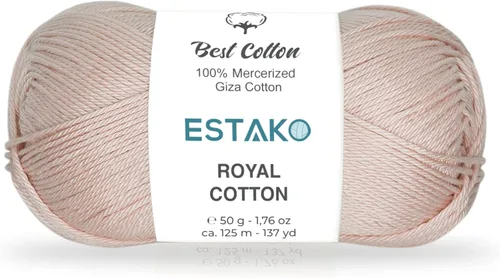 Miniatura 63 de Estako Algodón Royal, 100% hilo de algodón giza mercerizado, suave, súper fino 1 para ganchillo y tejer, 1.76 onzas (50g) / 137 yardas (125m)