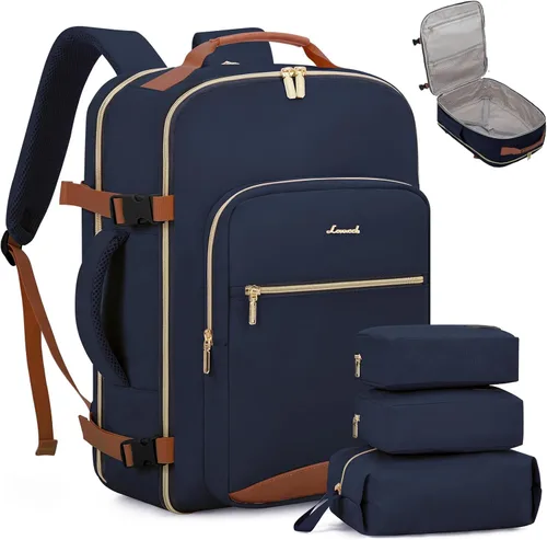 Miniatura 16 de LOVEVOOK Mochila de viaje de 40L aprobada para vuelo, 3 cubos de embalaje, bolsa de viaje impermeable para artículos personales, equipaje de mano
