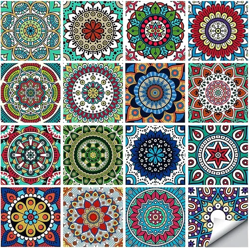 Miniatura 9 de 16 calcomanías decorativas para azulejos estilo mandala, autoadhesivas, removibles, para salpicaduras, cocina, baño, muebles, escaleras, decoración