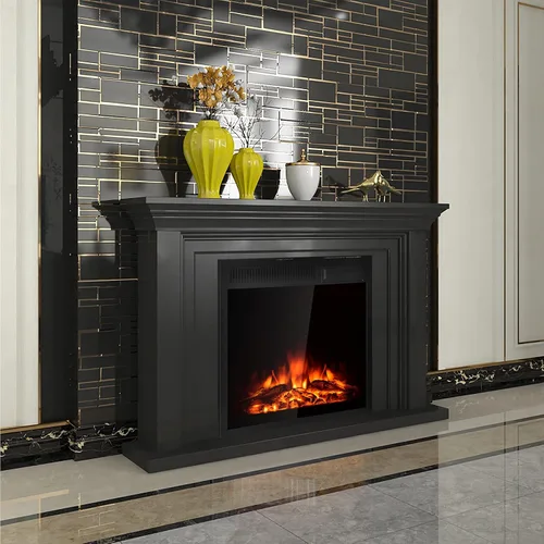 Miniatura 2 de COSTWAY Insertos de chimenea eléctrica de 22.5 pulgadas, chimenea decorativa empotrada de pared de 1500 W e independiente con control remoto, 7