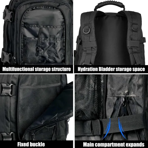 Miniatura 8 de Mochila táctica Miramrax para senderismo militar - Mochila Molle para hombres, paquete de asalto de 3 días, bolsa de evacuación para camping, viaje