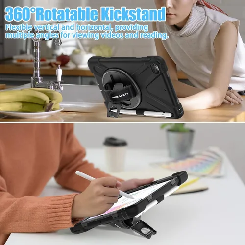 Miniatura 4 de BRAECNstock para Apple iPad mini 5/4 Funda 2019/2015 19,9 cm, Funda Protectora a Prueba de Golpes con Soporte para Lápices, Correa Giratoria