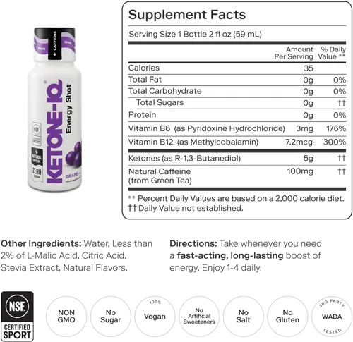Miniatura 4 de Ketone-IQ Bebidas energéticas de rendimiento con cafeína: energía limpia para concentración y resistencia, 0.18 onzas de cetonas, 100 mg de té verde