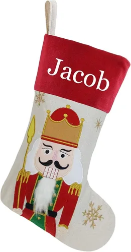 Miniatura 38 de Juego de 3, medias de Navidad personalizadas de 18 pulgadas con tecnología de bordado, diseños de Papá Noel, muñeco de nieve y renos para decoración