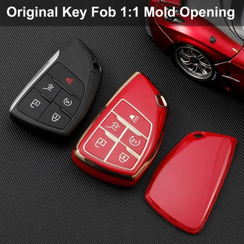 Miniatura 5 de OLLEN Funda para llavero de TPU suave, compatible con GMC Yukon Denali Sierra 2021-2025 2026, para Chevy Silverado Suburban Tahoe Buick, funda
