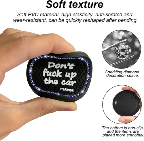 Miniatura 3 de Paquete de 2 posavasos brillantes para portavasos de automóvil con diamantes de imitación de cristal de 2.75 pulgadas, tapetes antideslizantes