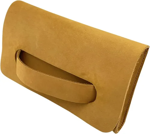 Miniatura 3 de Weatherproof Leather, Bolso de mano mediano femenino hecho a mano de gamuza - Old Tobacco, Tabaco Antiguo