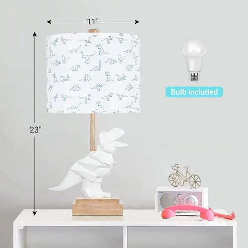 Miniatura 4 de Hamucd Lámpara de mesa de dinosaurio para niños y niñas, dormitorio, lámpara de noche de 23 pulgadas para regalo de niños, bonita lámpara de mesita