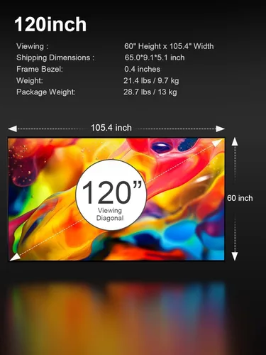 Miniatura 7 de AWOL VISION 120" Pantalla de proyector de marco fijo, ganancia pico de 1.3 dB, la combinación perfecta con LTV-2500, calidad de imagen mejorada