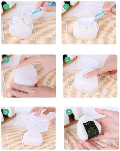 Miniatura 5 de Forma de molde triangular para sushi, herramienta de bricolaje, color blanco 2 piezas