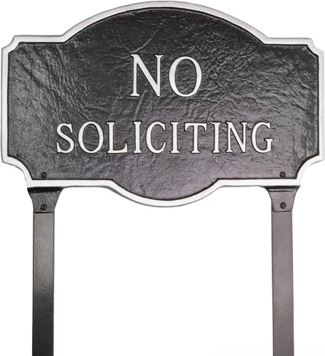 Miniatura 9 de Placa estándar Montague No Soliciting de 10" x 15" - Blanco/Negro
