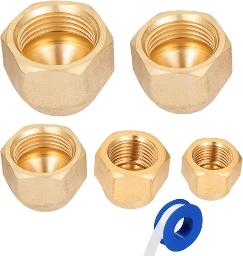 Kits de surtido de tapas de latón con ensanchamiento, conector de tubo con ensanchamiento de 45 grados SAE para tubo OD de 1/4", 5/16", 3/8", 1/2",