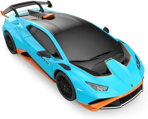 Miniatura 3 de RASTAR by Lamborghini Huracan STO RC Car 1:24 Escala 1:24 Auto de juguete a control remoto, vehículo modelo R/C para niños, azul, (STO1)