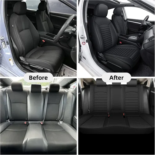 Miniatura 5 de Fundas de asiento para Honda Civic de 10ª generación 2016-2025 - 11ª generación - Fundas de asiento de automóvil de cuero de lujo impermeables 1:1