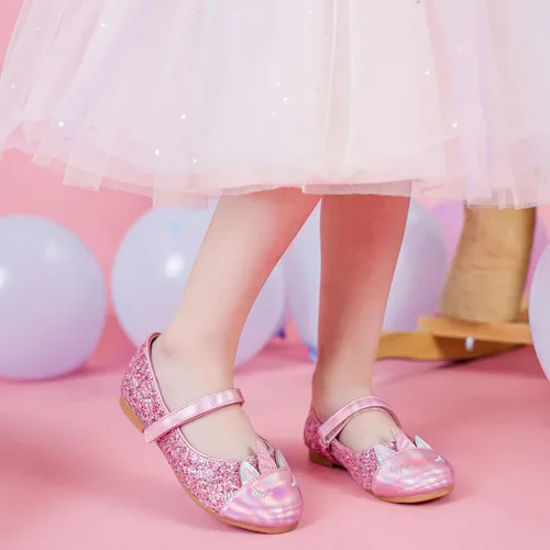 Miniatura 2 de Furdeour Girls Dress Shoes Mary Jane Flower Wedding Party Bridesmaids Shoes Glitter Princess Ballet Flats for Kid Toddler