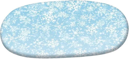 Miniatura 3 de XISUNYA Mantel ovalado ajustable de poliéster con bordes elásticos para invierno, con estampado de copos de nieve, nieve, nieve, cielo, se adapta a