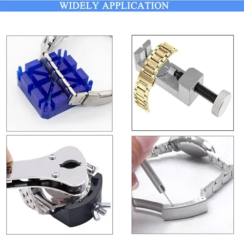 Miniatura 5 de Aokelily Kit de reparación de relojes, kit profesional de herramientas de reloj de repuesto de batería, removedor de enlace, ajuste de la espalda