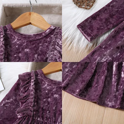 Miniatura 42 de IDOPIP Vestido tutú de terciopelo para niñas pequeñas, vestido de manga larga para princesa, Navidad, cumpleaños, fiesta, boda, vestidos de otoño e