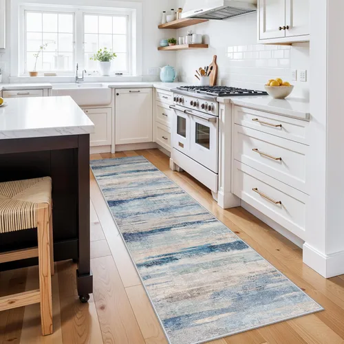 Miniatura 29 de Alfombra lavable para pasillo de 3 x 12 pulgadas, alfombras abstractas modernas con parte trasera antideslizante, alfombra ultra suave para cocina