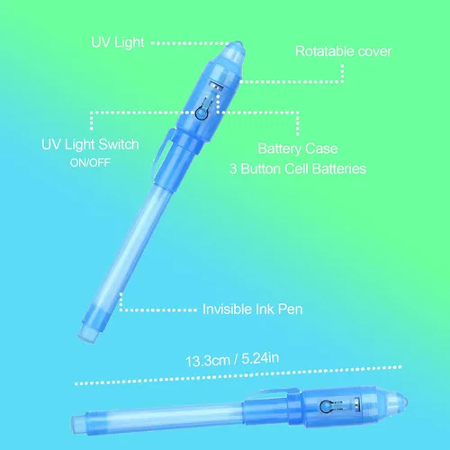 Miniatura 3 de Bolígrafo de tinta invisible, 14 bolígrafos espías, bolígrafo de tinta invisible que desaparece con luz ultravioleta, entretenimiento divertido