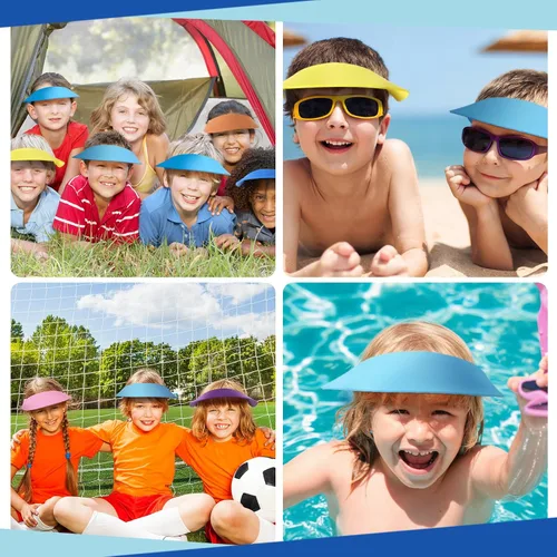 Miniatura 6 de Yahenda Viseras de espuma para niños a granel con bandas de bobina, viseras artesanales, coloridos sombreros de verano para niños y niñas