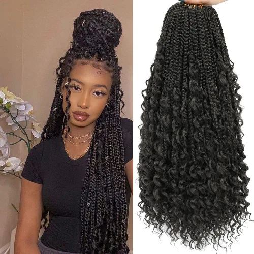 Miniatura 16 de Ayana - Trenzas de ganchillo, bohemias, con extremos rizados Crochet Braids Box. 3 extensiones de cabello sintético de trenzas de ganchillo Goddess