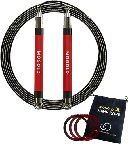 Miniatura 8 de Cuerda de saltar 2 en 1 de velocidad: 2mm para Boxeo/MMA y 3mm para CrossFit - Sistema de cable ajustable sin herramientas con rodamientos duales