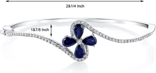 Miniatura 2 de PEORA Pulsera de plata de ley 925 con topacio azul zafiro azul creado para mujer, 2 quilates en forma de pera total de 0.236 x 0.157 in, diámetro