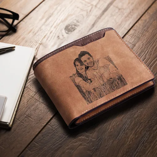 Miniatura 4 de Easycosy Cartera con fotos personalizada para hombres, regalo personalizado con imagen grabada y nombre para novio, marido, papá, padrinos de boda