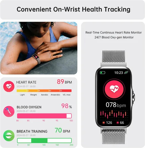 Miniatura 2 de Health Fitness Tracker, Smart Watch with 24/7 Heart Rate and Blood Oxy-gen Monitor, Sleep Tracker with IP68 Waterproof, Activity Tracker Pedometer