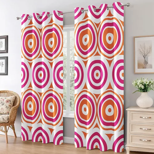 Miniatura 11 de Groovy Heart Curtains for Living Room 84 Inch Length, 60S 70S Retro Blackout Curtains Bedroom Decor, Hippie Orange Aesthetic Grommet Thermal Black