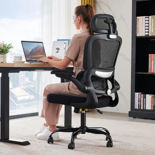 Miniatura 23 de TRALT Silla de oficina ergonómica, silla de escritorio de malla para el hogar de 330 libras, sillas de escritorio de oficina con ruedas, cómodas