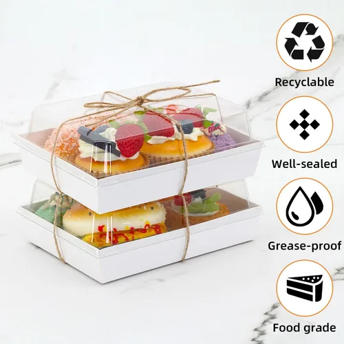 Miniatura 3 de Cajas de charcutería de 7 x 5 x 2.5 pulgadas con tapas transparentes, cajas grandes desechables de postre para panadería, recipientes para llevar