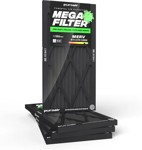 Miniatura 23 de PuroAir Filtro Mega - Filtro de aire de 12x12x1 MERV 13 para el hogar con carbón activado - Filtros alérgenos, caspa de mascotas, humo, polvo