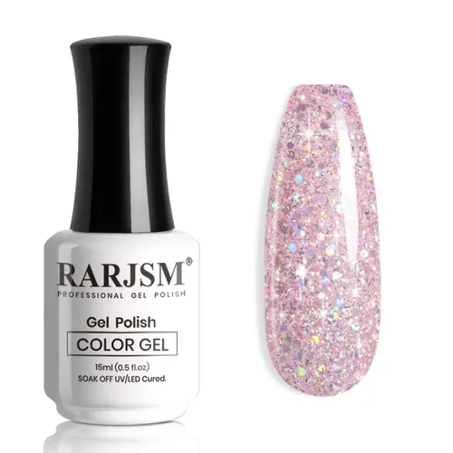 Miniatura 23 de RARJSM Esmalte de uñas de gel con purpurina de nieve, diamante brillante, gel de uñas de color blanco lechoso con pigmentos plateados y brillantes